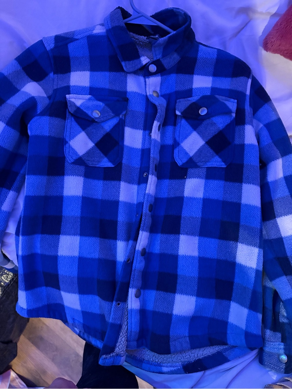 Eddie Bauer Blue Plaid Fleece Shacket